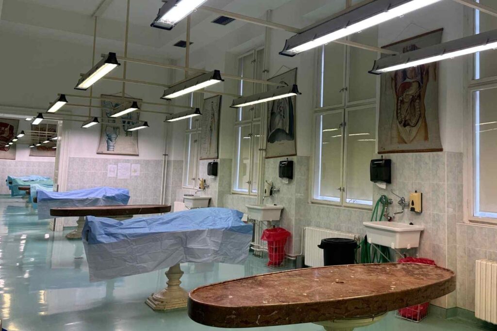 Dissection Room at the First Faculty of Medicine, Charles University, Prague.
